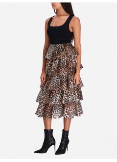 ganni skirt woman sheer voile maxi flounce skirt leopard f7911 859