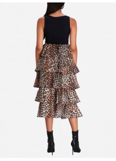ganni skirt woman sheer voile maxi flounce skirt leopard f7911 859