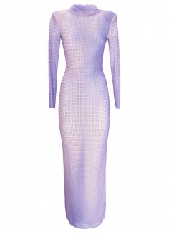 self-portrait vestido mujer lilac contour print maxi dress pf23117xl purple