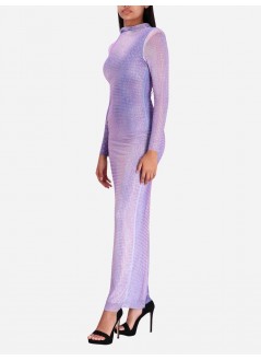 self-portrait vestido mujer lilac contour print maxi dress pf23117xl purple