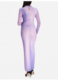 self-portrait vestido mujer lilac contour print maxi dress pf23117xl purple
