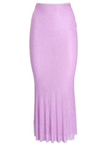 LILAC RHINESTONE MESH MIDI SKIRT