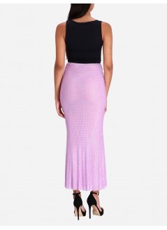 self-portrait falda mujer lilac rhinestone mesh midi skirt pf23096mskl purple