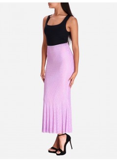 self-portrait falda mujer lilac rhinestone mesh midi skirt pf23096mskl purple