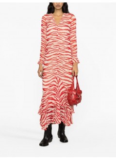ganni vestido mujer printed light georgette maxi dress f8148 735