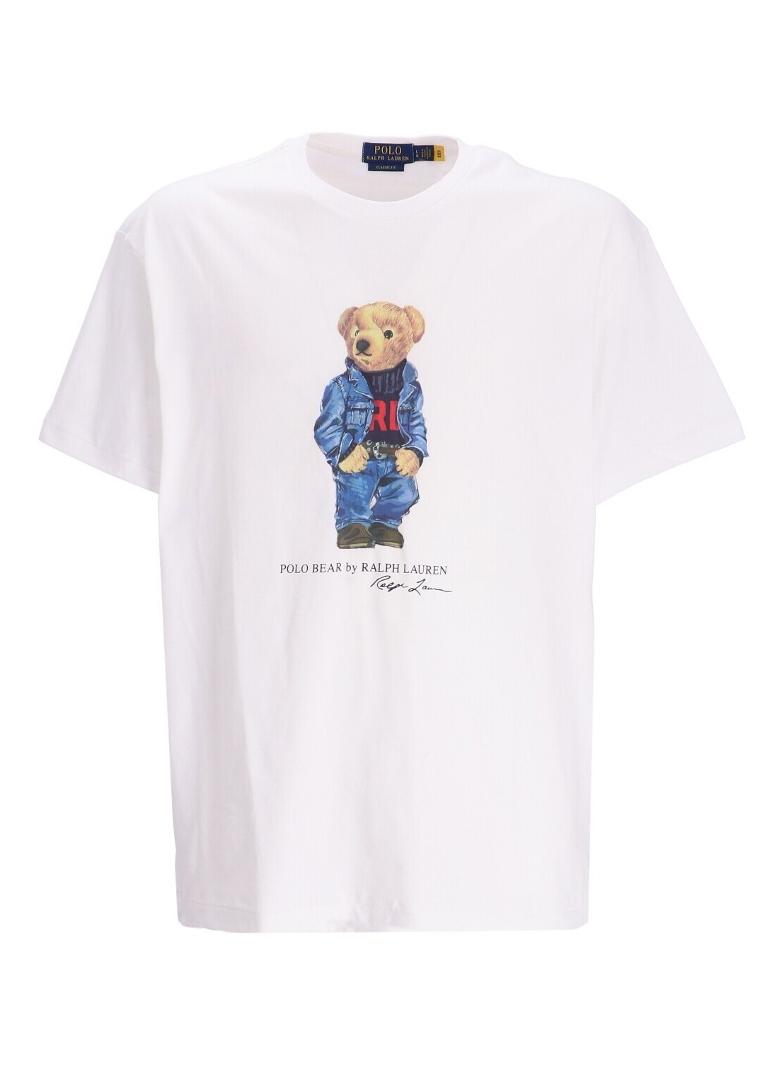 Camiseta polo ralph lauren t-shirt man sscnclsm1-short sleeve-t-shirt 710854497011 fa 22 white denim