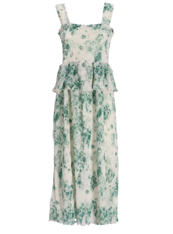 ganni dress woman pleated georgette flounce smock midi dress f8146 135