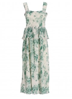 ganni dress woman pleated georgette flounce smock midi dress f8146 135