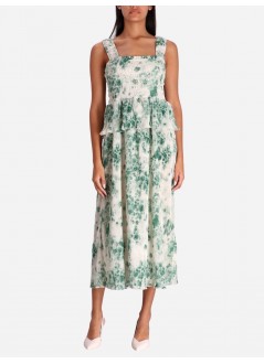 ganni dress woman pleated georgette flounce smock midi dress f8146 135