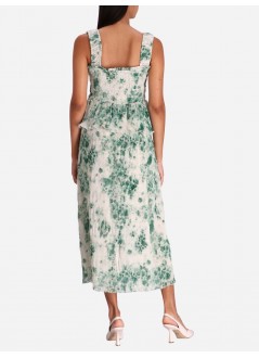 ganni dress woman pleated georgette flounce smock midi dress f8146 135