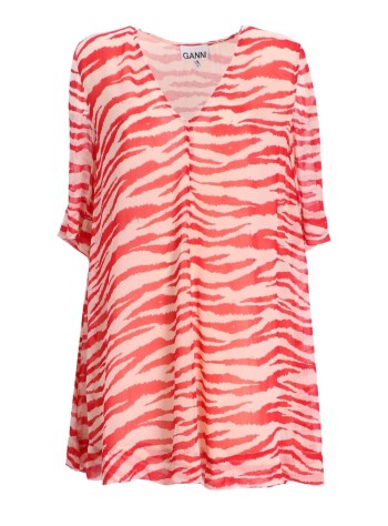 Printed Light Georgette V -Neck Mini Dress