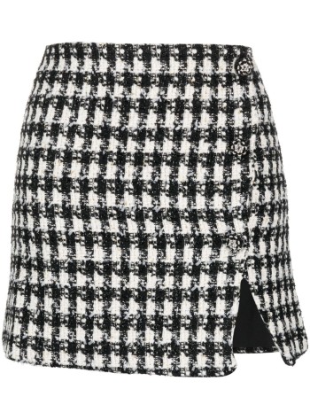 self-portrait skirt woman black check boucle mini skirt aw23155skb black