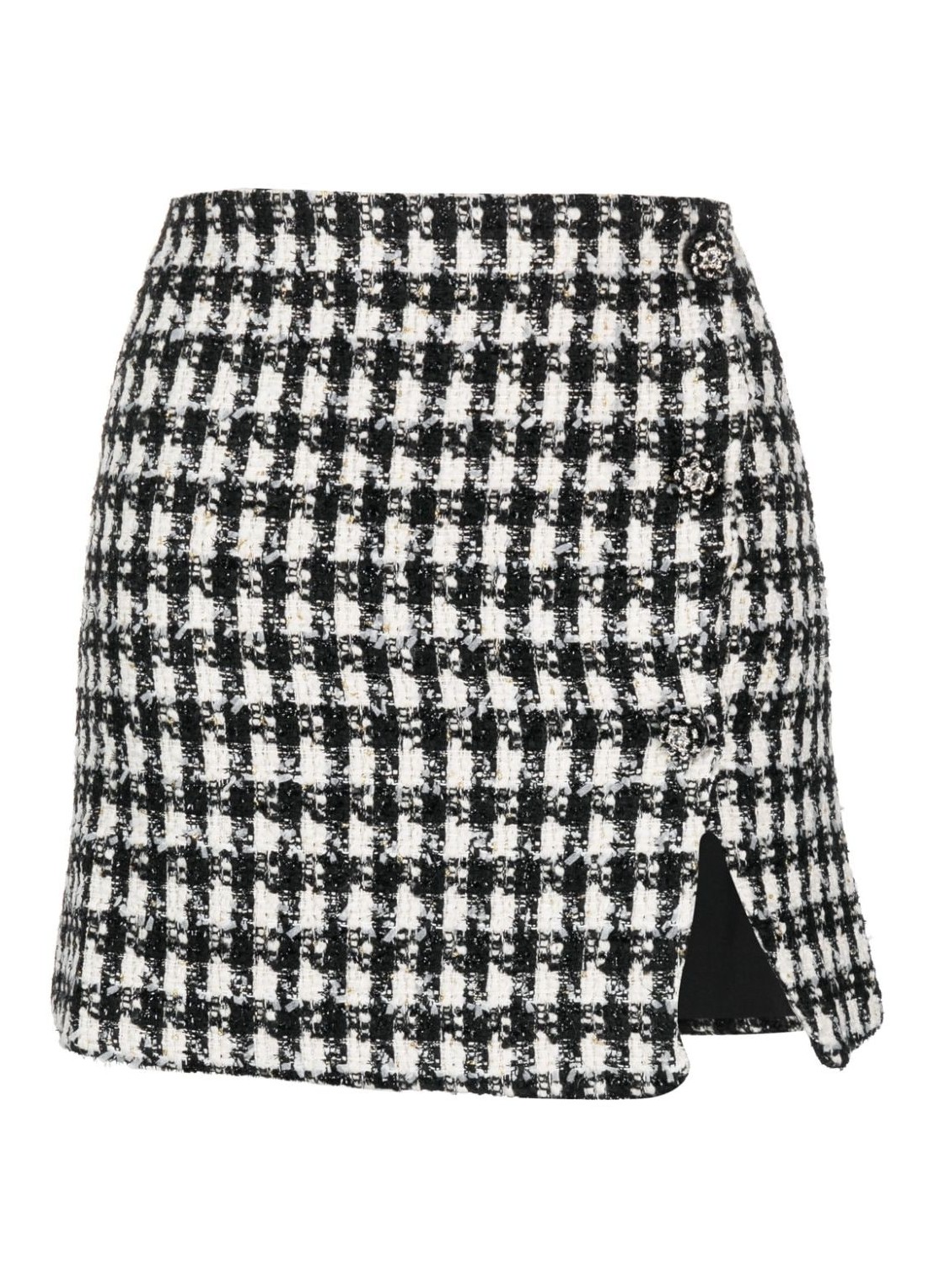 self-portrait black check boucle mini skirt - aw23155skb black Talla 8