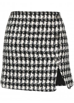 self-portrait falda mujer black check boucle mini skirt aw23155skb black