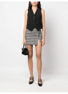 self-portrait falda mujer black check boucle mini skirt aw23155skb black