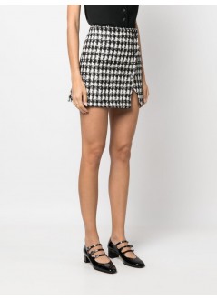 self-portrait falda mujer black check boucle mini skirt aw23155skb black