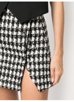 self-portrait falda mujer black check boucle mini skirt aw23155skb black