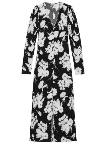 ganni dress woman printed crepe v-neck dress f9013 099