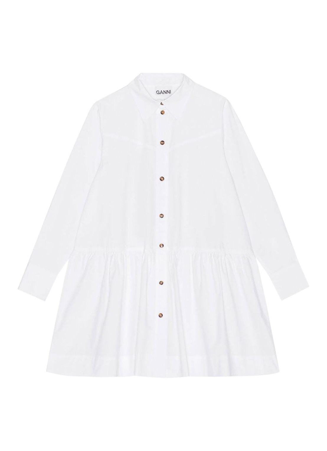 Vestido ganni dress woman cotton poplin mini shirt dress f8716 151 talla blanco
 