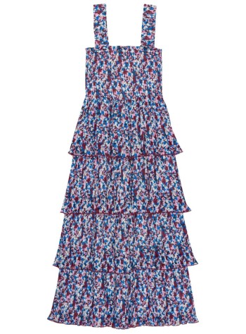 ganni dress woman pleated georgette flounce smock midi dress f8862 999