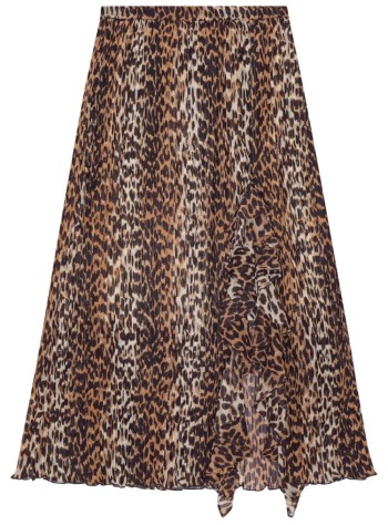 Pleated Georgette Midi Flounce Skirt