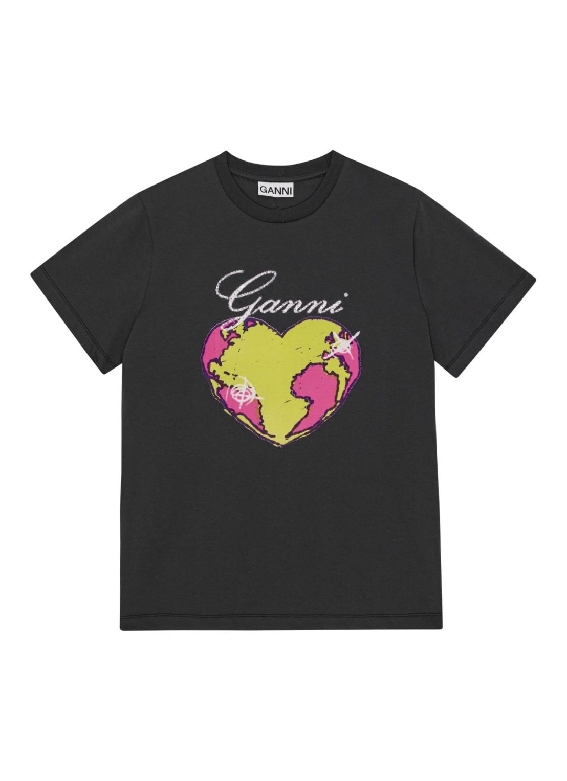 Top ganni top woman basic jersey heart relaxed t-shirt t3770 490 talla negro
 