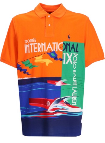 polo ralph lauren polo hombre sskcm2-short sleeve-polo shirt 710926879001 bright signal orange multi