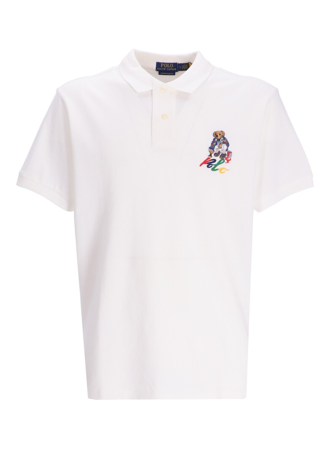 Polo polo ralph lauren polo man sskccmslm1-short sleeve-polo shirt 710853312023 cr23 white paint bea