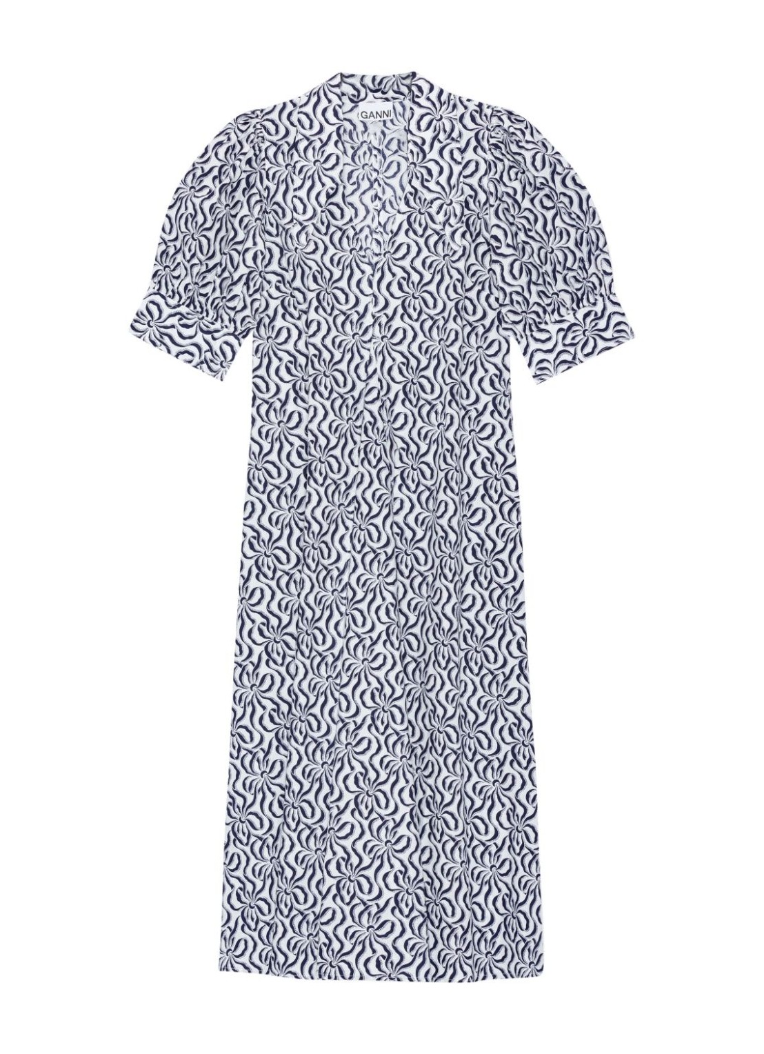 Vestido ganni dress woman printed cotton v-neck long dress f8857 135 talla 36
 