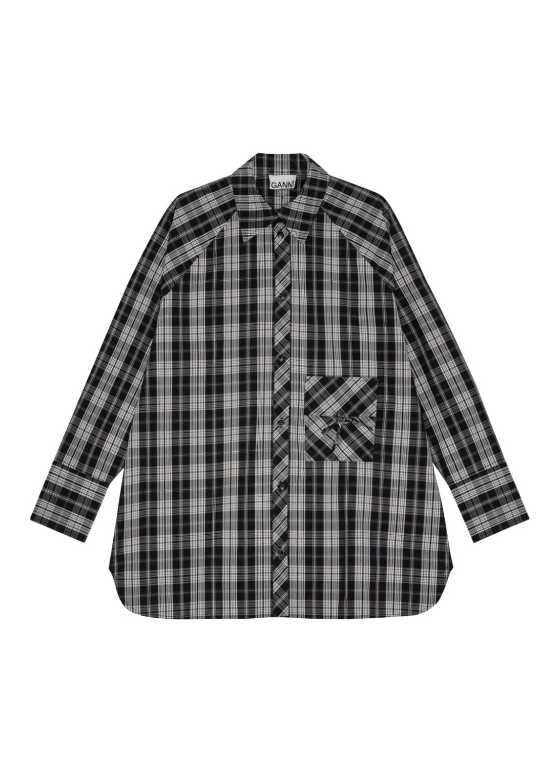 Camiseria ganni shirt woman check cotton oversize raglan shirt f9070 099 talla negro
 