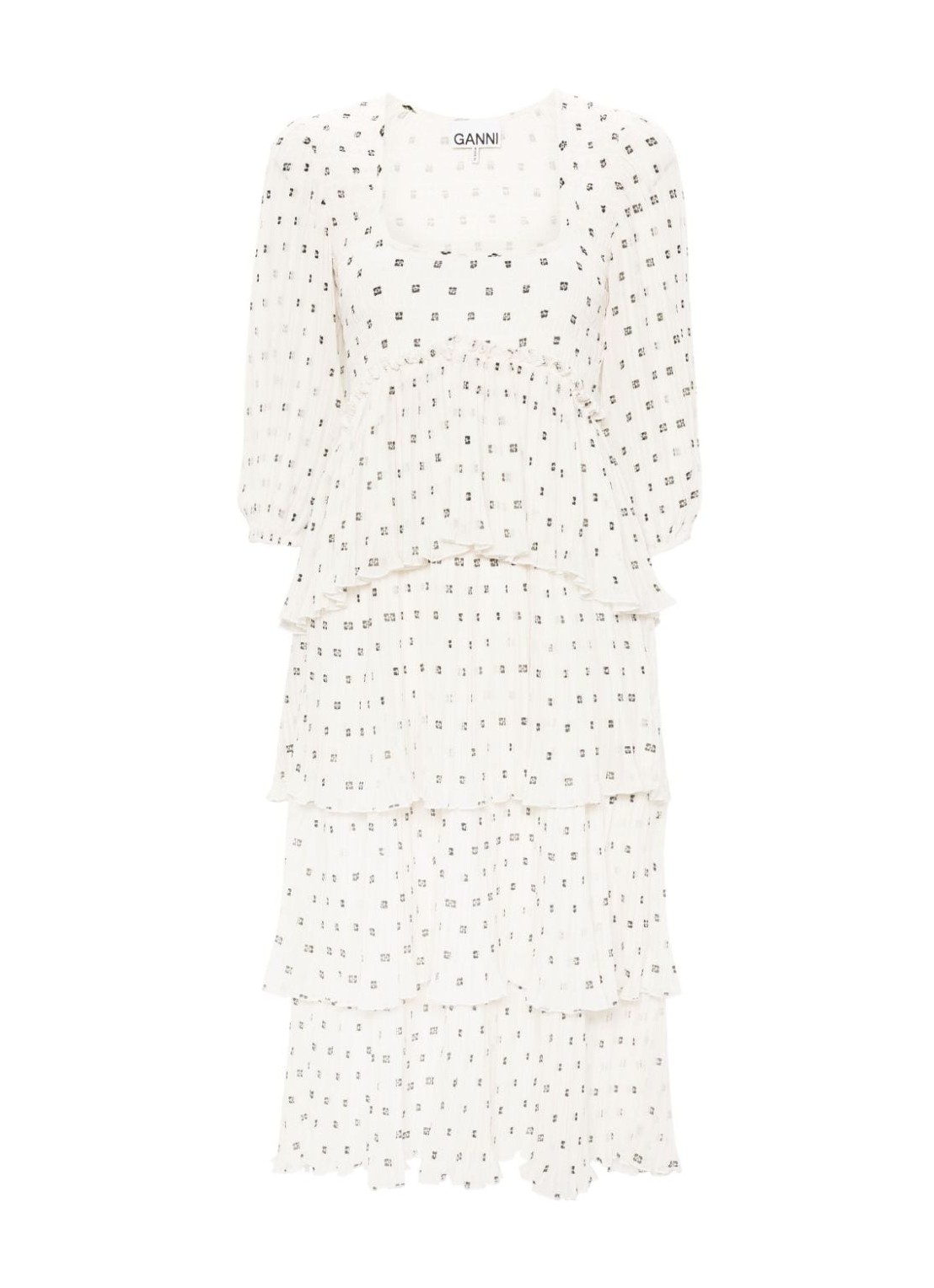 Vestido ganni dress woman pleated georgette flounce smock midi dress f8691 135 talla blanco
 