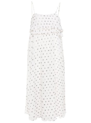 ganni dress woman pleated georgette midi strap dress f8695 135