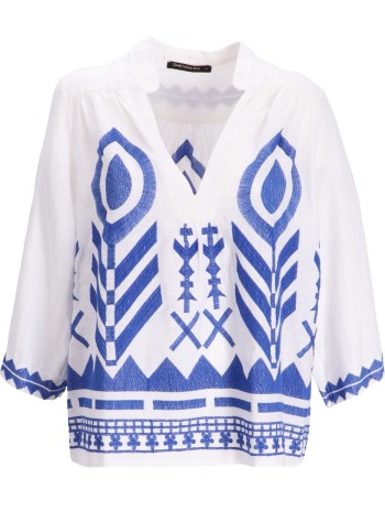 greek archaic kori t-shirt woman blouse feather 3/4 sleeve s24k240126 115