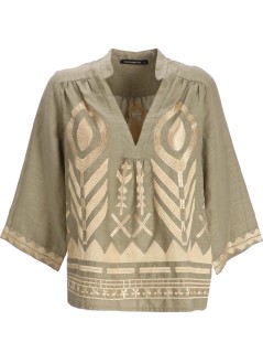 greek archaic kori t-shirt woman blouse feather 3/4 sleeve s24k240126 158