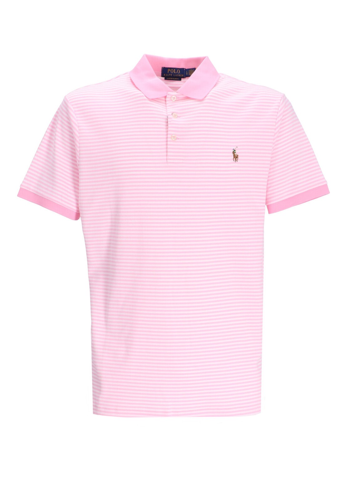 Polo polo ralph lauren polo man ssydkcm15-short sleeve-polo shirt 710929079003 carmel pink white tal