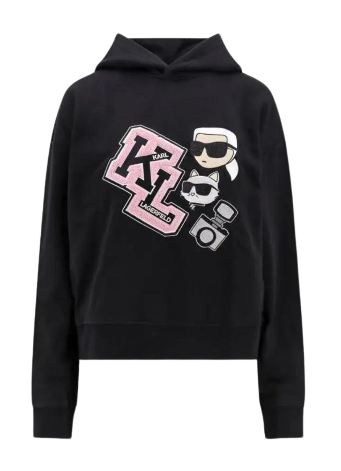 Sudadera karl lagerfeld sweater woman ikonik varsity hoodie 240w1813 999 talla negro
 