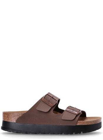 birkenstock flat shoe woman arizona platform flex bfbc mocca veg 1027417 mocca