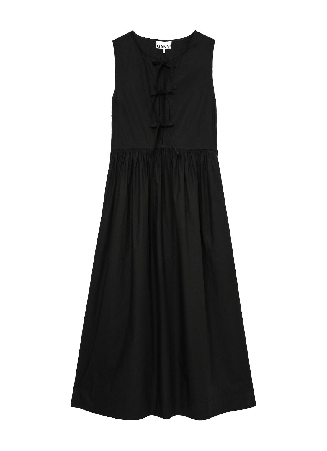 Vestido ganni dress woman cotton poplin midi dress f8453 099 talla negro
 