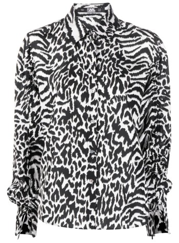 karl lagerfeld shirt woman animal print silk shirt 240w1604 r04