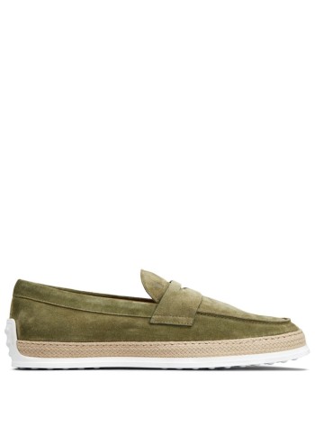tods casual man mocassino gomma rafia tv xxm0tv0fq80re0v603 oliva chiaro