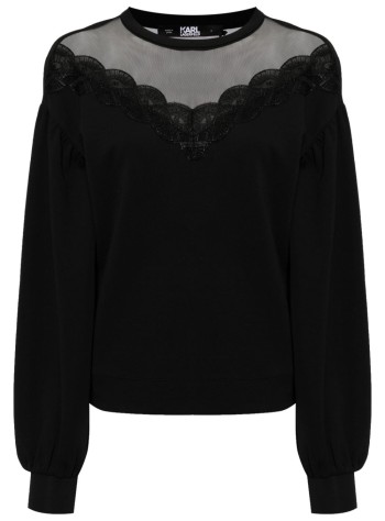 karl lagerfeld punto mujer fan lace sweatshirt 240w1821 999