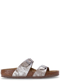 birkenstock flat shoe woman sydney syn was metallic silver 1026958 syn washed metallic silver