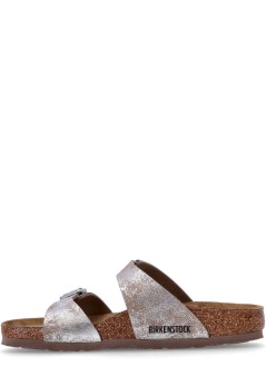 birkenstock flat shoe woman sydney syn was metallic silver 1026958 syn washed metallic silver