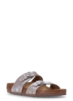 birkenstock flat shoe woman sydney syn was metallic silver 1026958 syn washed metallic silver