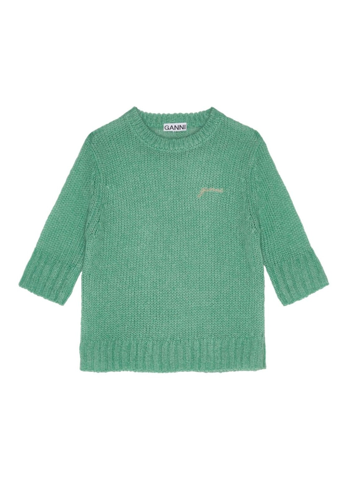 Punto ganni knitwear woman mohair short sleeve o-neck k2210 879 talla verde
 
