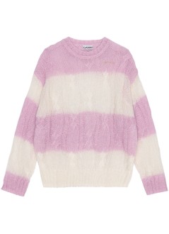 ganni knitwear woman mohair striped cable o-neck k2202 395