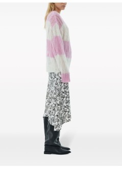 ganni knitwear woman mohair striped cable o-neck k2202 395