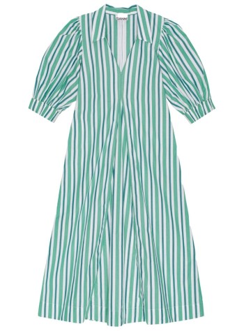 Stripe Cotton Collar Long Dress