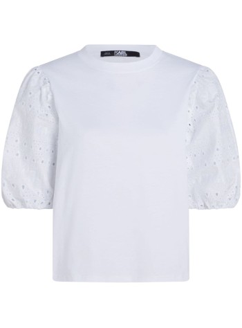 karl lagerfeld top womanlace t-shirt - 241w1711 100