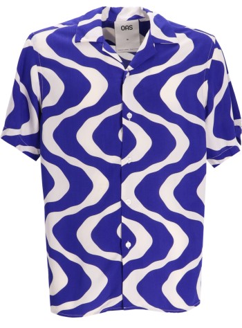 oas camiseria hombre blue rippling viscose shirt - 700550 blue